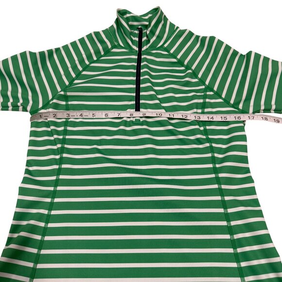J.Crew‎ Active CloudStretch Half-Zip Pullover Green White Stripe Size S - Picture 6 of 7